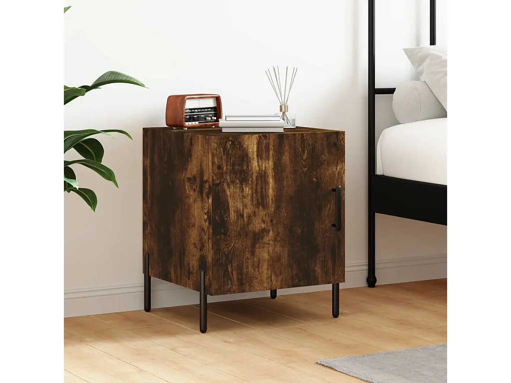 Sulva  Table de chevet chêne fumé 40x40x50 cm bois d'ingénierie