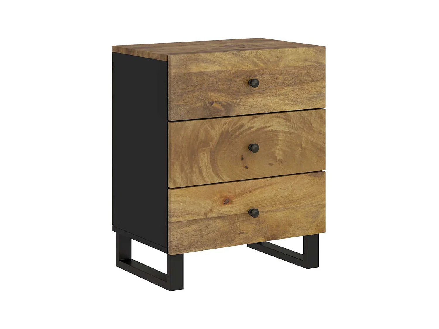 Mie  Comodino 50x33x62cm Legno Massello di Mango e Legno Multistrato