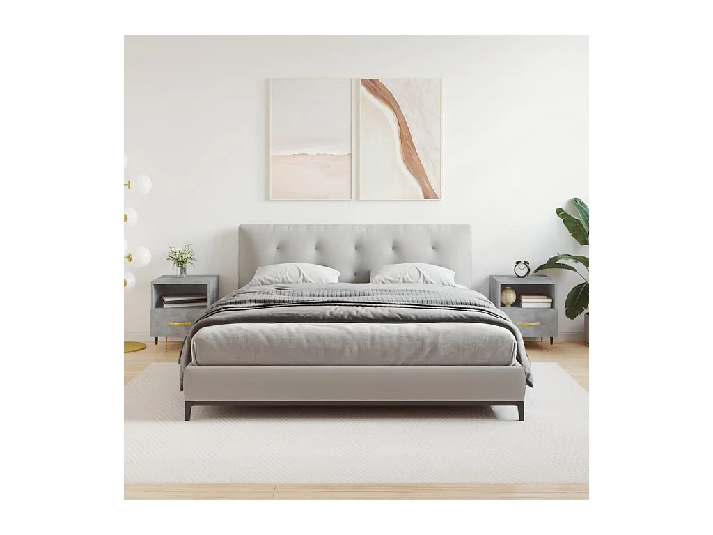 Porsgrunn  Tables de chevet 2pcs gris béton 40x35x47,5cm bois d’ingénierie