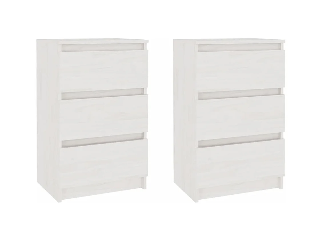 Aaron Michael  Tables de chevet 2 pcs Blanc 40x29,5x64 cm Bois de pin solide