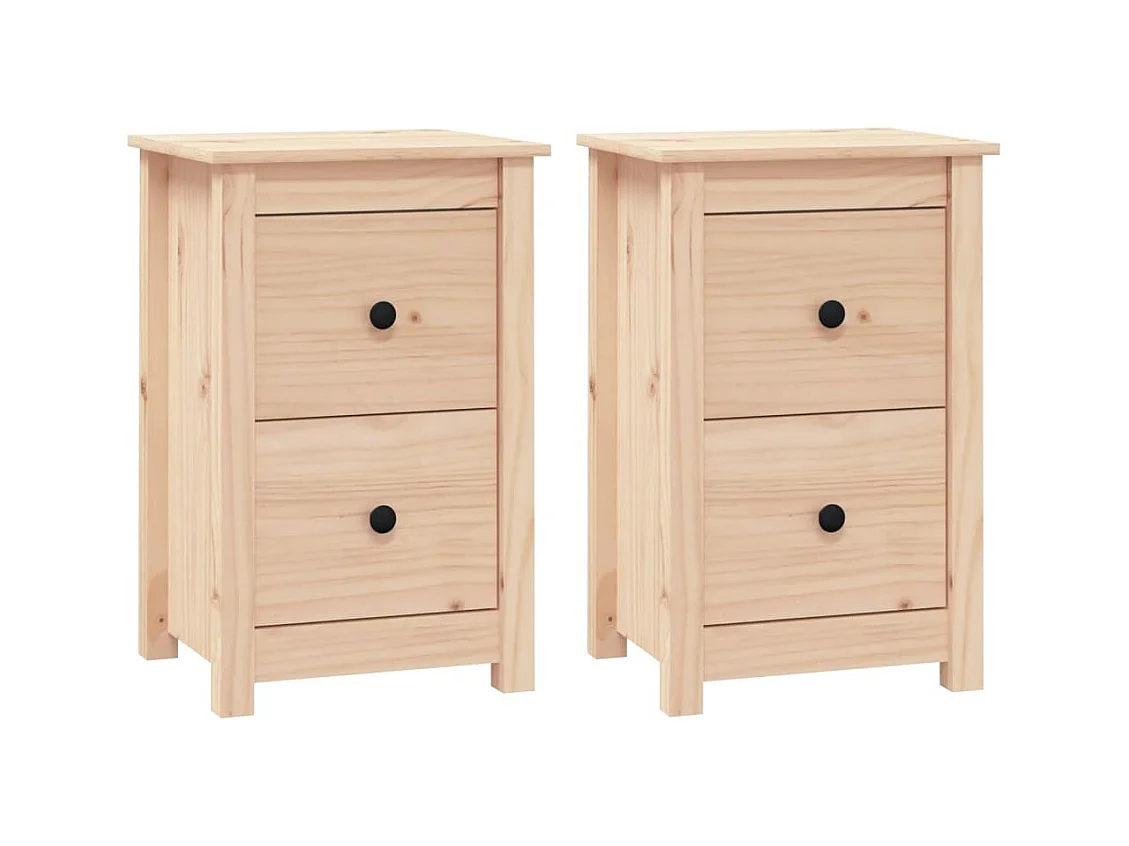 Rida  Nachttische 2 Stk. 40x35x61,5 cm Massivholz Kiefer