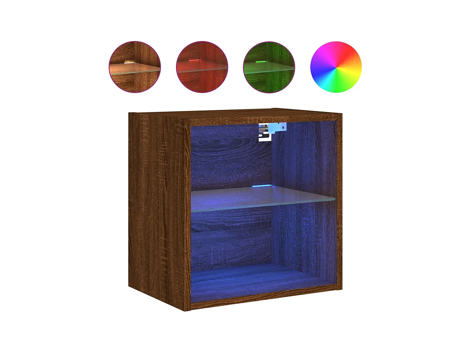 Hans  Table de chevet murale avec lumières LED chêne marron