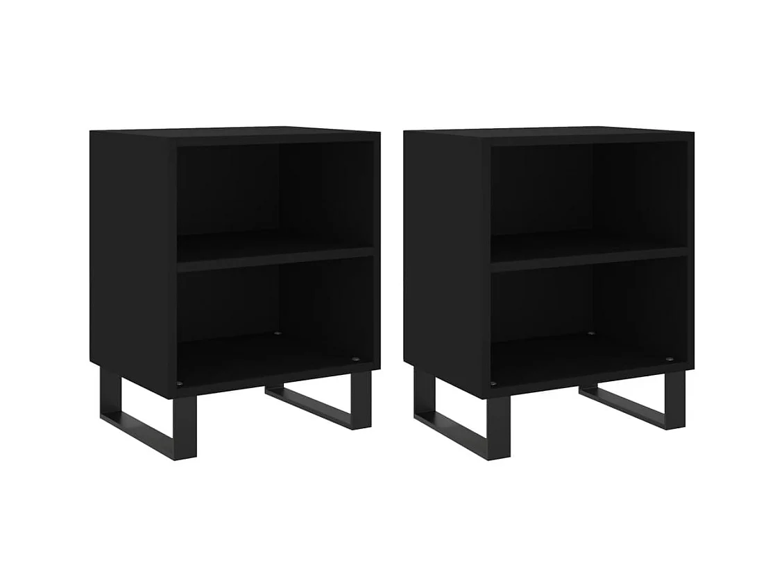 Tuncay  Tables de chevet 2 pcs noir 40x30x50 cm bois d'ingénierie
