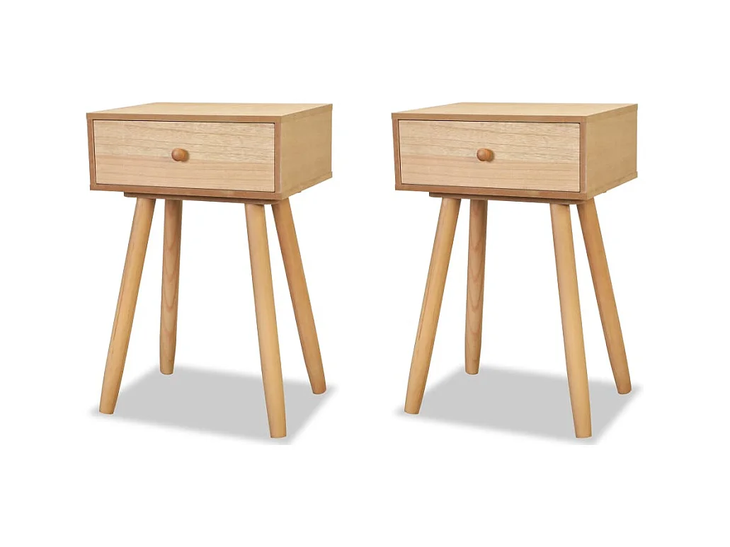 Tongeren  Comodini Set 2 pz in Massello di Pino 40x30x61 cm Marroni
