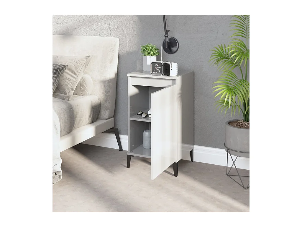 Riley Mae  Table de chevet blanc brillant 40x35x70 cm bois d’ingénierie