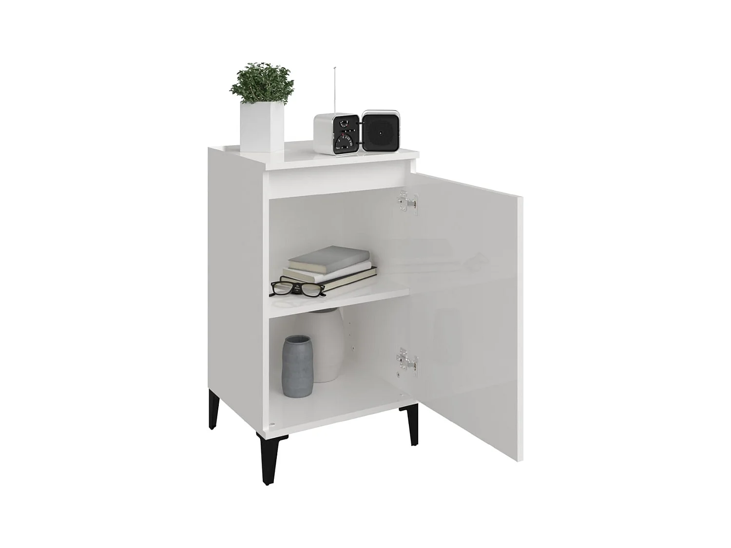 Riley Mae  Table de chevet blanc brillant 40x35x70 cm bois d’ingénierie