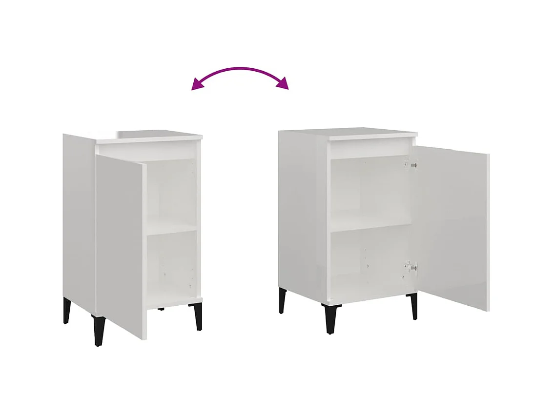 Riley Mae  Table de chevet blanc brillant 40x35x70 cm bois d’ingénierie