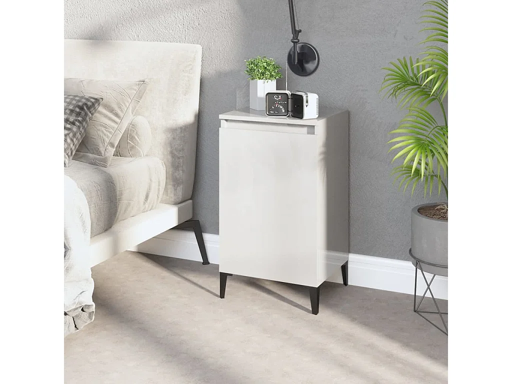 Riley Mae  Table de chevet blanc brillant 40x35x70 cm bois d’ingénierie