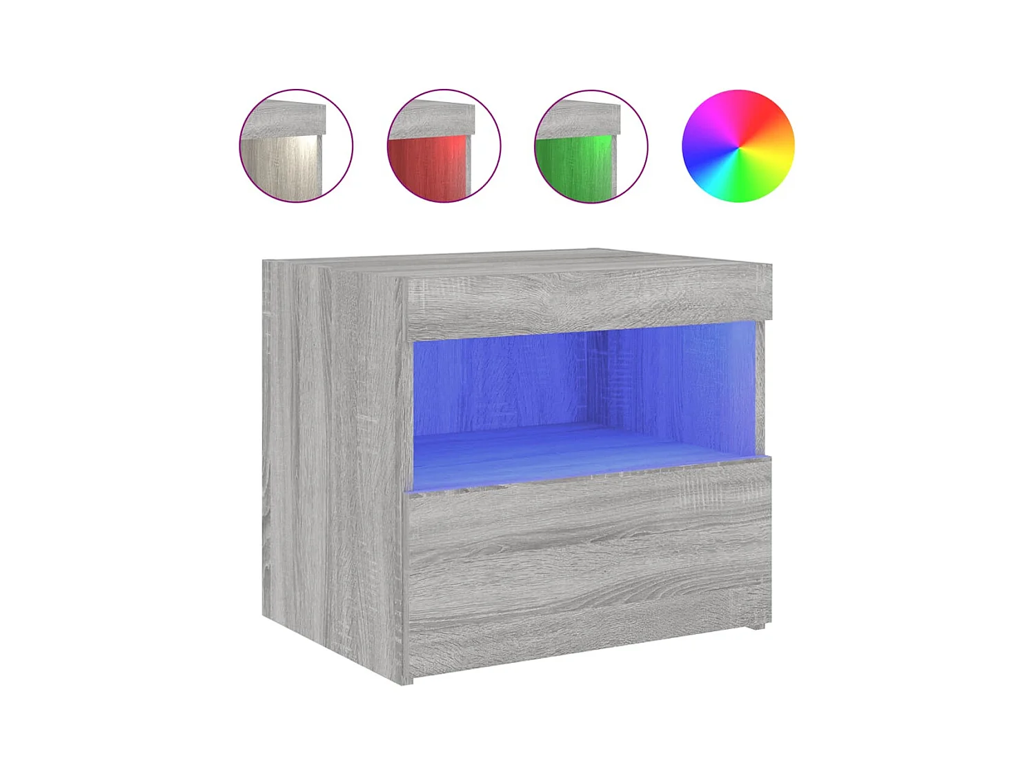 Bishop  Table de chevet avec lumières LED sonoma gris 50x40x45 cm