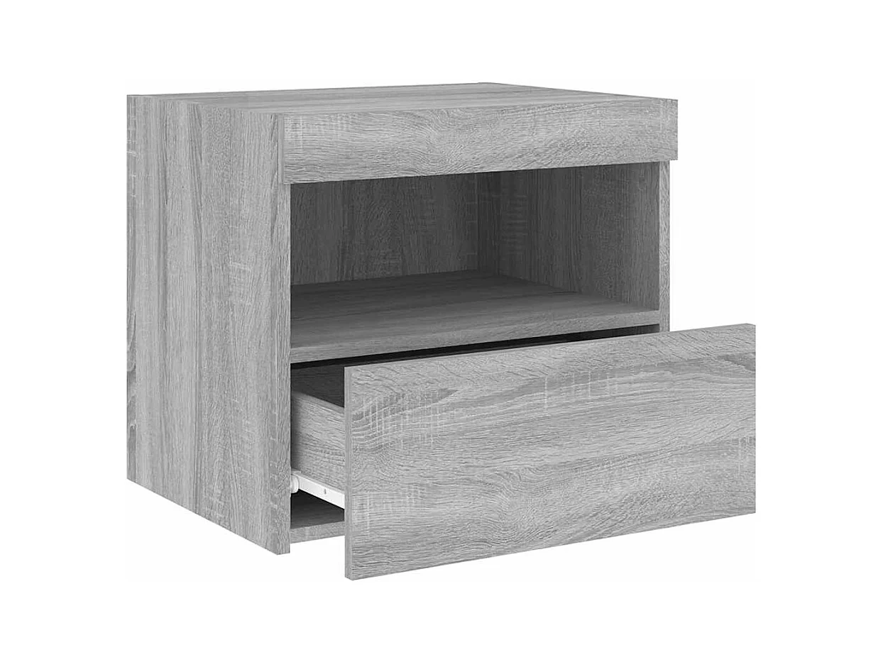 Bishop  Table de chevet avec lumières LED sonoma gris 50x40x45 cm
