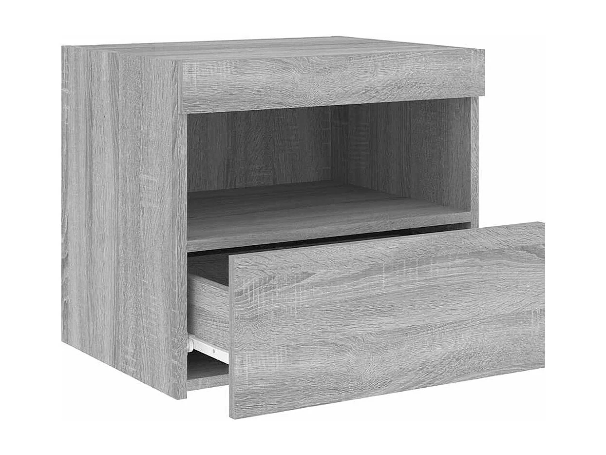 Bishop  Table de chevet avec lumières LED sonoma gris 50x40x45 cm