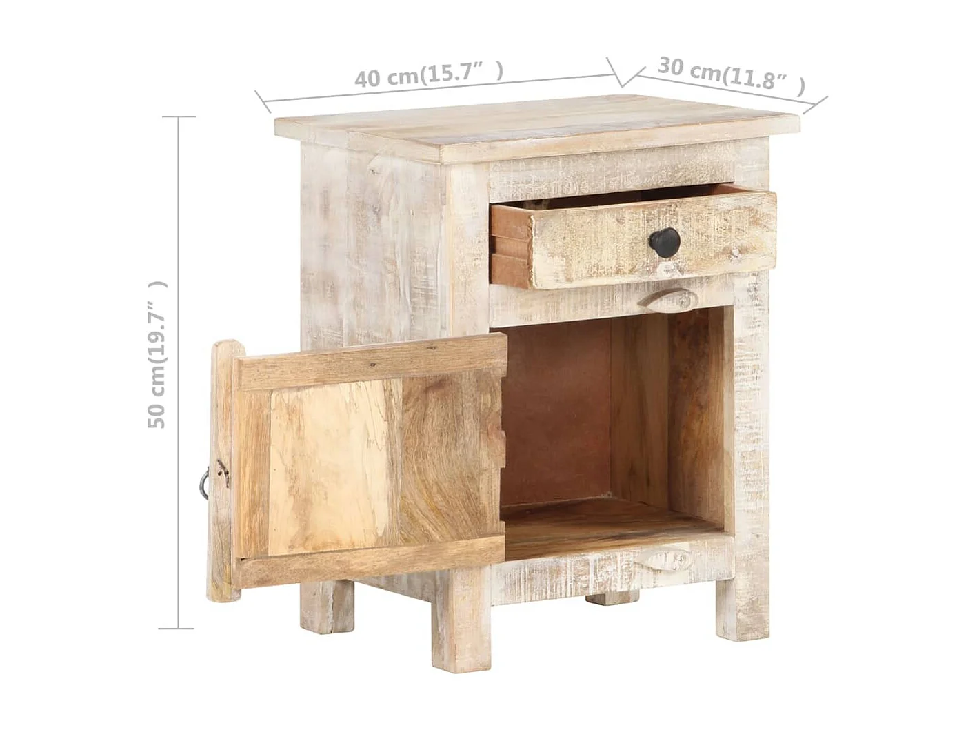 Collegno  Table de chevet 40x30x50 cm Bois d'acacia brut