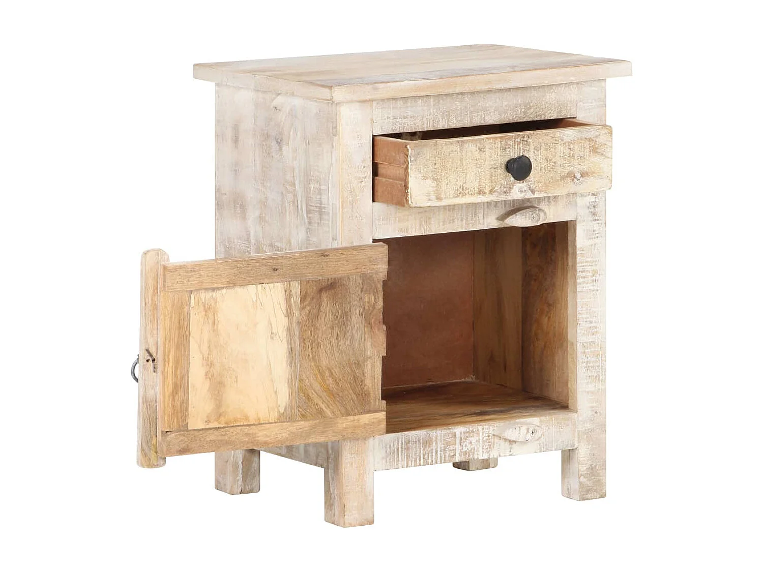 Collegno  Comodino 40x30x50 cm in Legno di Acacia Grezzo