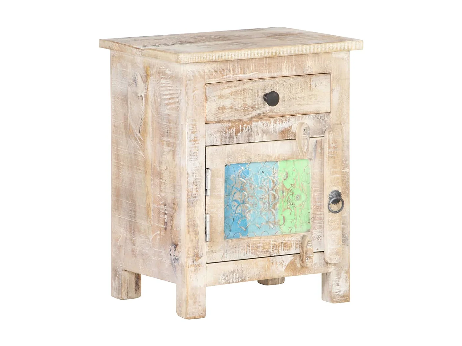 Collegno  Comodino 40x30x50 cm in Legno di Acacia Grezzo