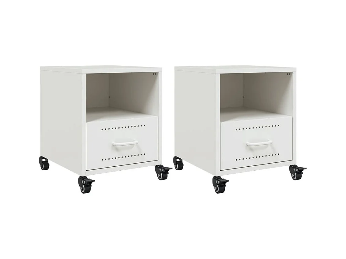 Evalara  Tables de chevet 2 pcs blanc 36x39x43,5 cm acier