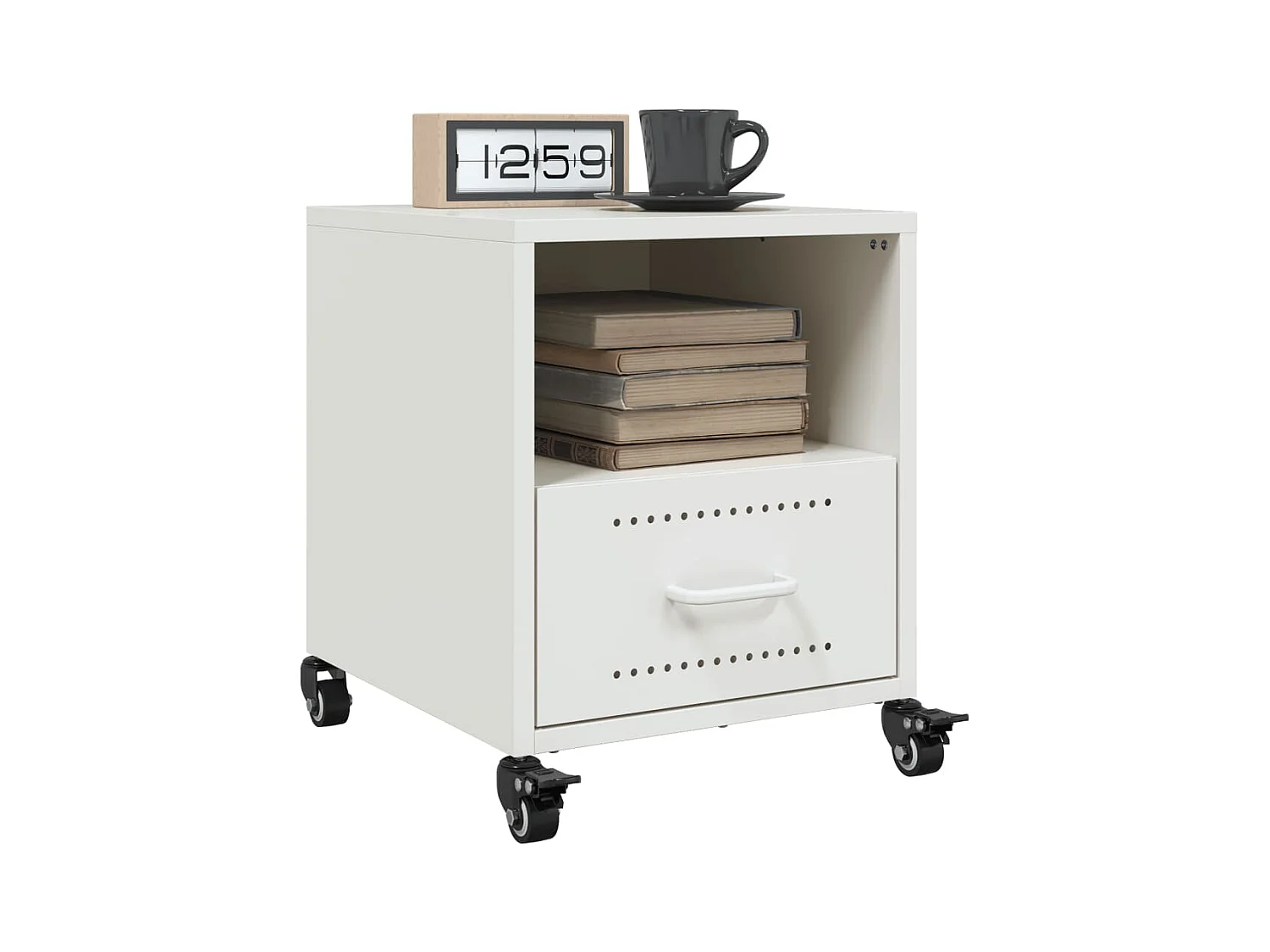 Evalara  Tables de chevet 2 pcs blanc 36x39x43,5 cm acier