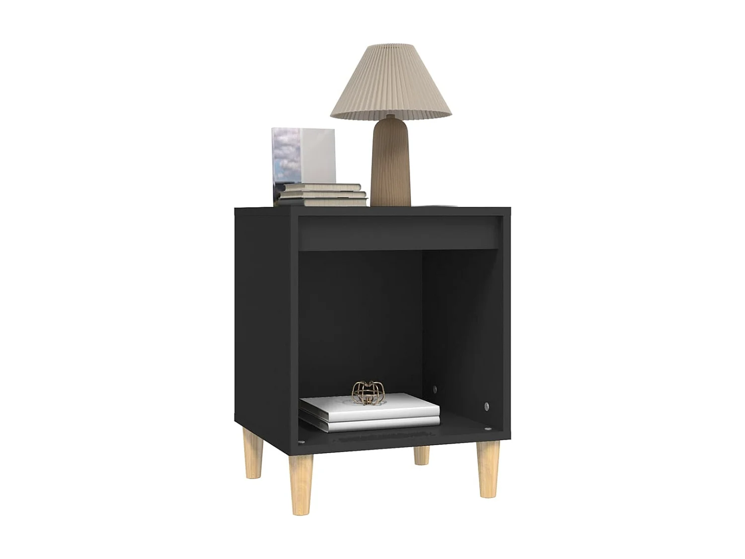 Villeneuve-la-Garenne  Table de chevet Noir 40x35x50 cm Bois d’ingénierie