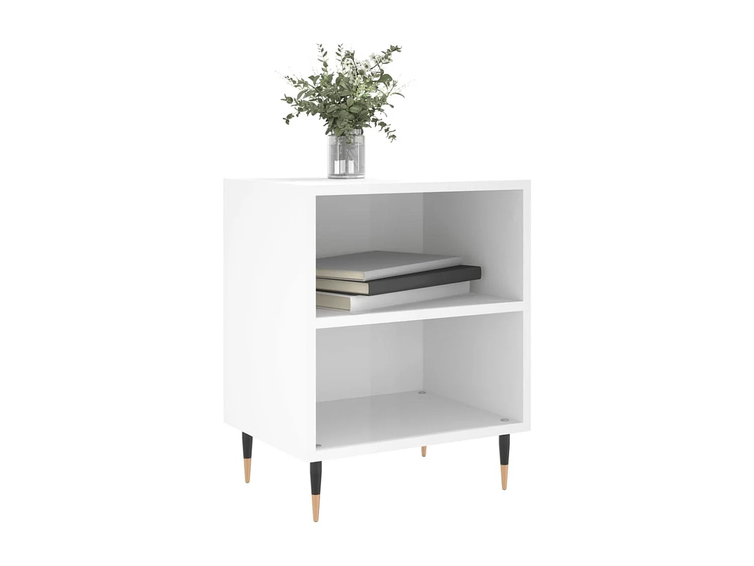 Oguz  Nachtkastjes 2 st 40x30x50 cm bewerkt hout hoogglans wit