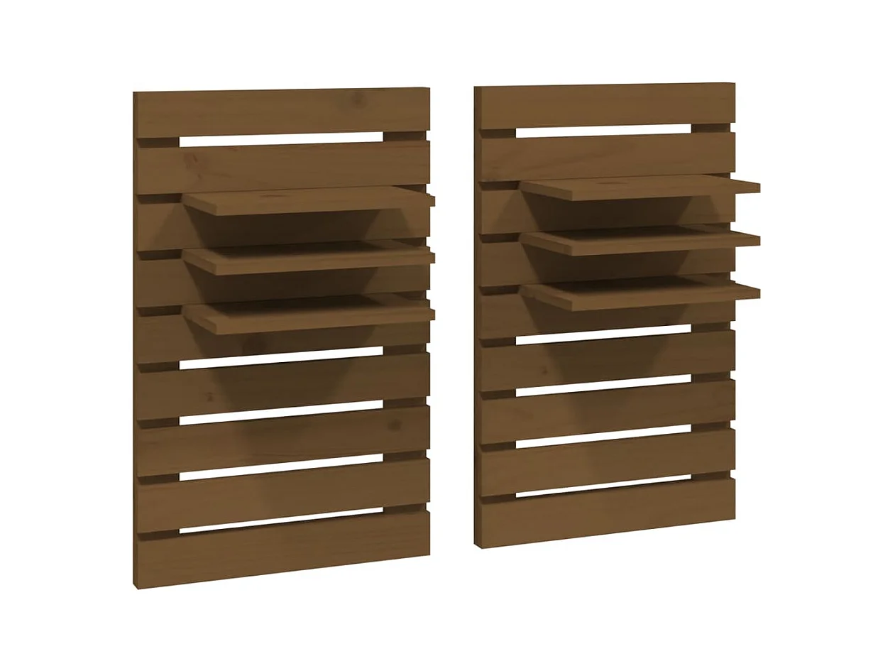 Mack  Étagères de chevet murales 2 pcs Marron miel Bois de pin massif