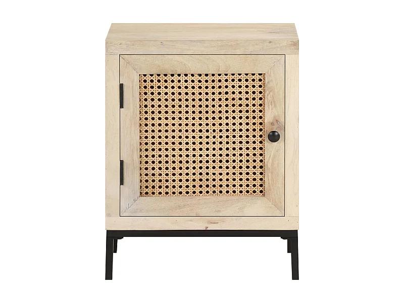 Garden Furniture -  Mesita de noche madera maciza mango y caña natural 40x30x50 cm