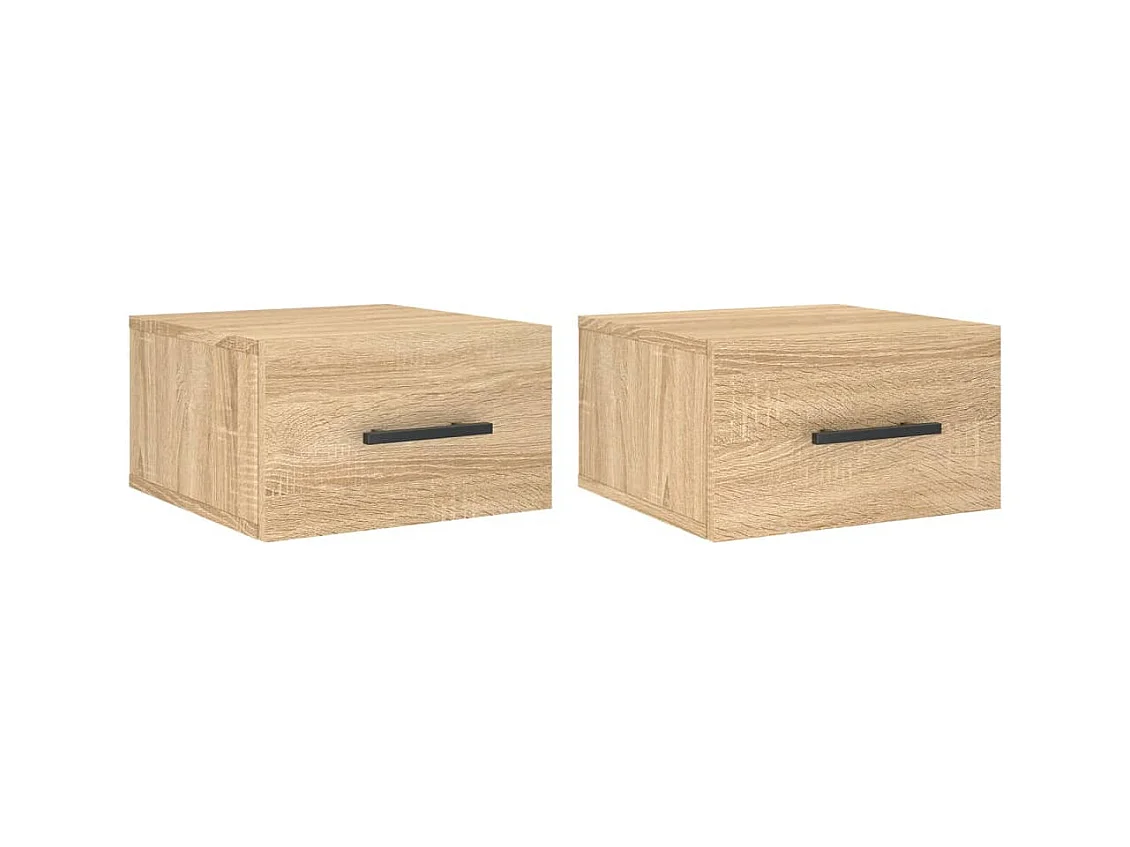 Evelyn Marie  Tables de chevet murales 2 pcs chêne sonoma 35x35x20 cm