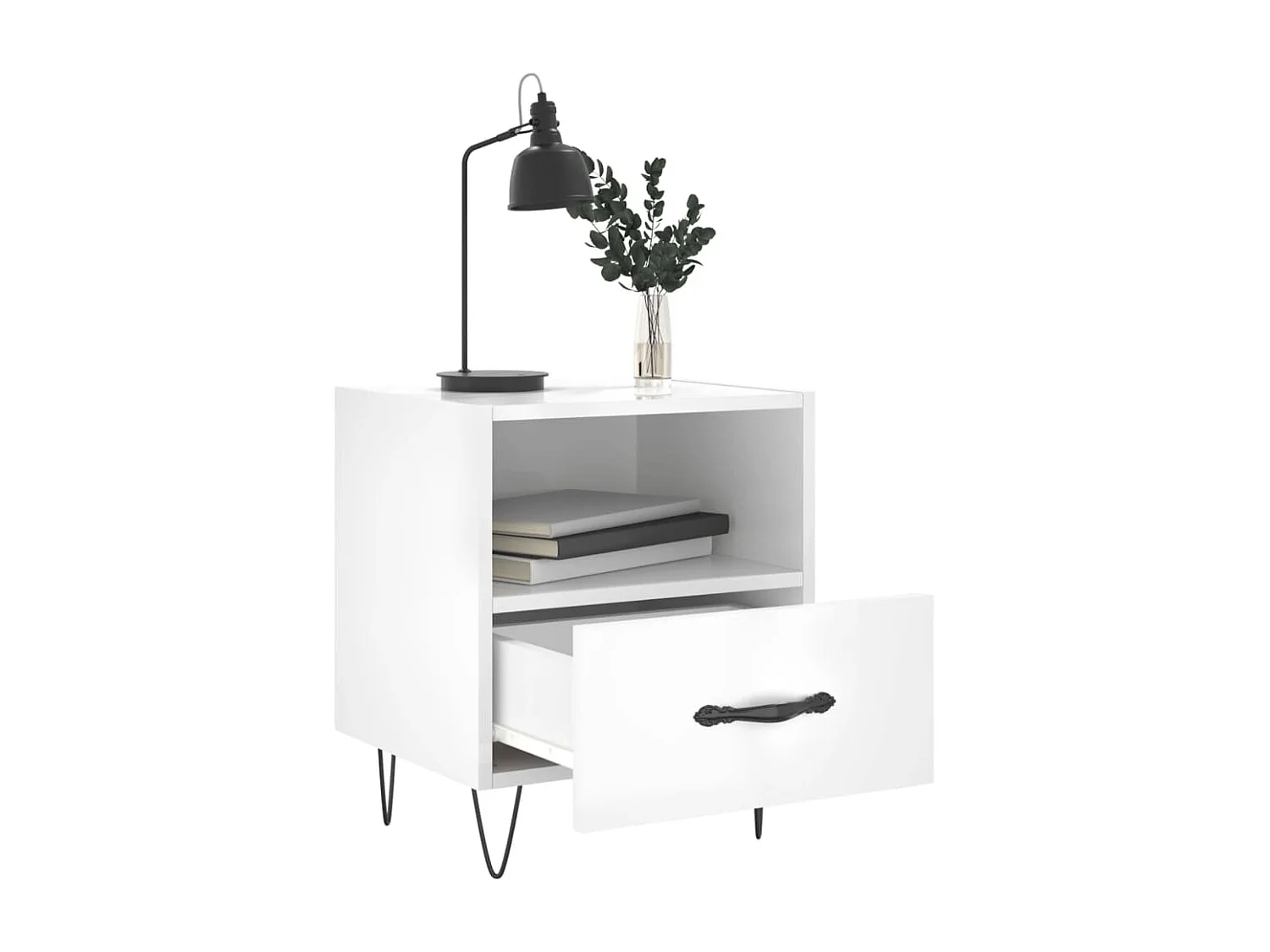 Joshua Tree  Nachttisch Hochglanz-Weiß 40x35x47,5 cm Holzwerkstoff