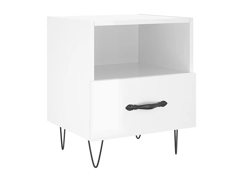 Joshua Tree  Comodino Bianco Lucido 40x35x47,5 cm in Legno Multistrato