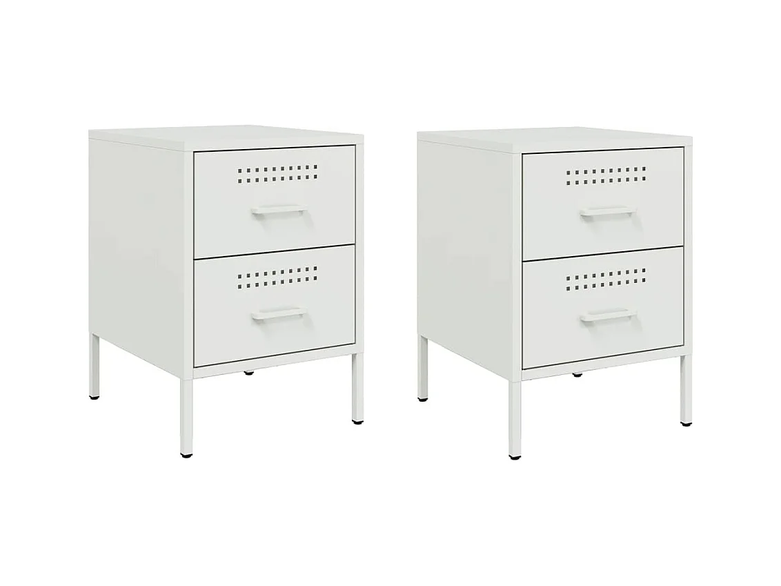 Lucille  Tables de chevet 2 pcs blanc 36x39x50,5 cm acier