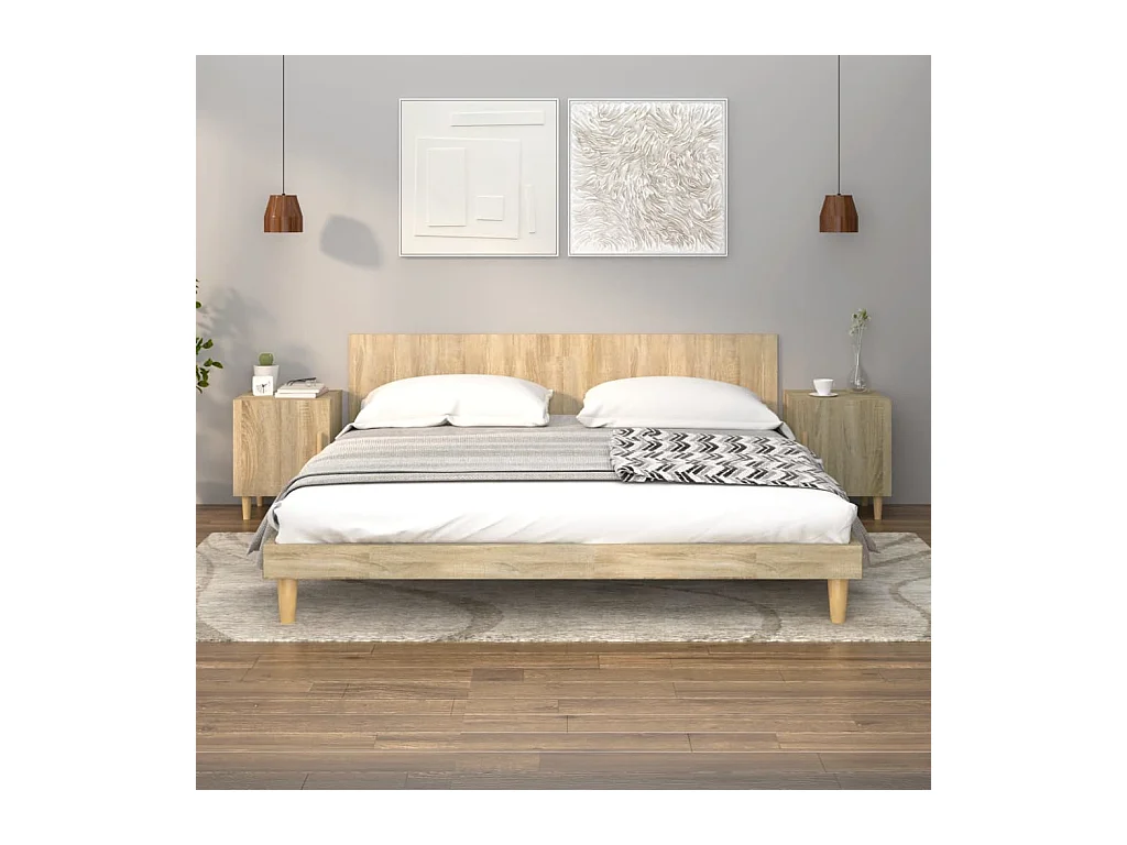 Oupeye  Tables de chevet 2 pcs Chêne Sonoma Bois d'ingénierie