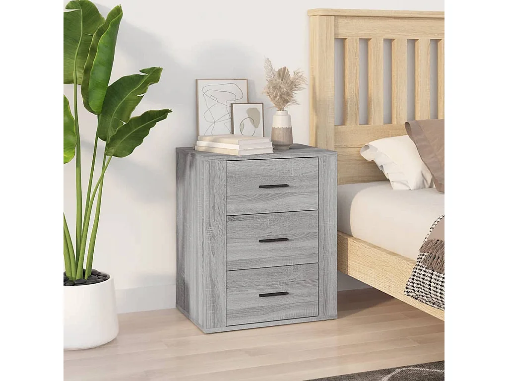 Claudio  Table de chevet Sonoma gris 50x36x60 cm Bois d'ingénierie