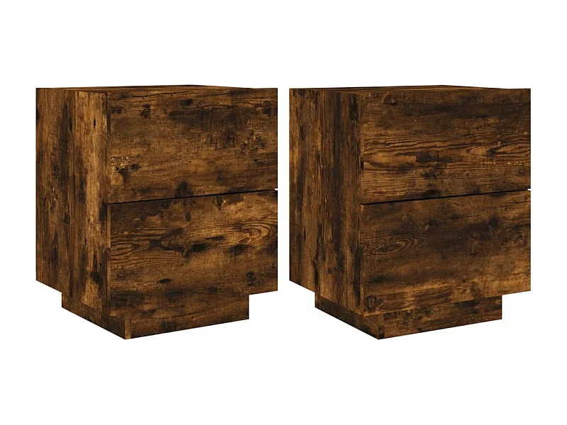 Marit Elise  Nachtkastjes met LED 2 st bewerkt hout gerookt eikenkleurig