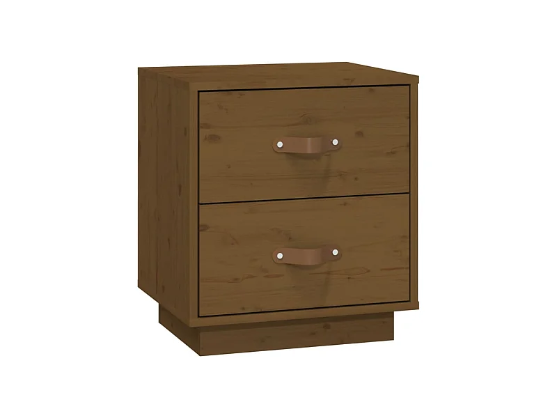 Jean-Marc  Mesita de noche madera maciza de pino marrón miel 40x34x45 cm