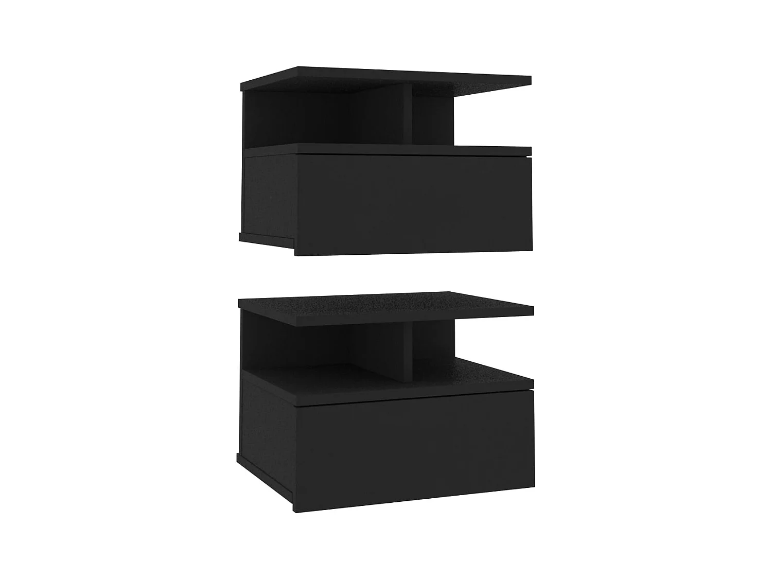 Emmanuelle  Tables de chevet flottantes 2 pcs Noir Bois d'ingénierie