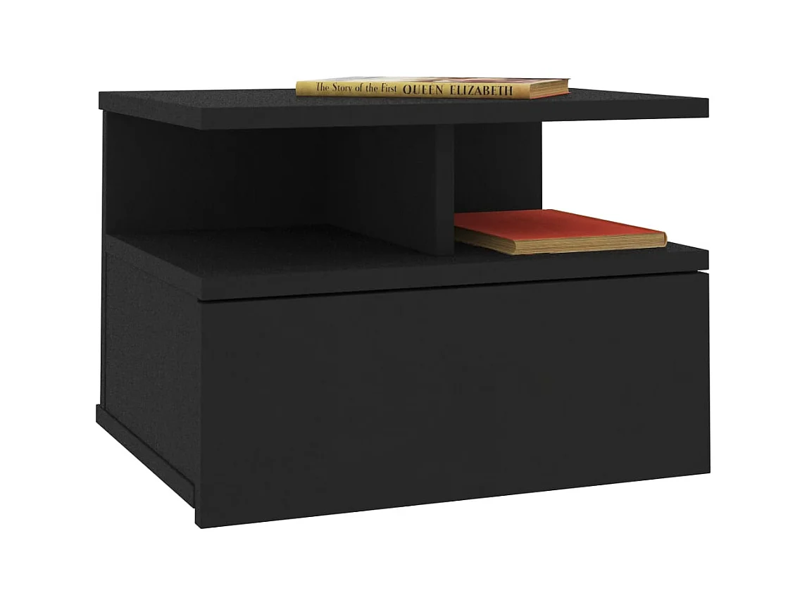 Emmanuelle  Tables de chevet flottantes 2 pcs Noir Bois d'ingénierie