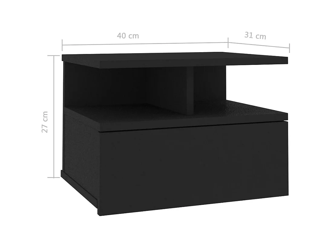 Emmanuelle  Tables de chevet flottantes 2 pcs Noir Bois d'ingénierie