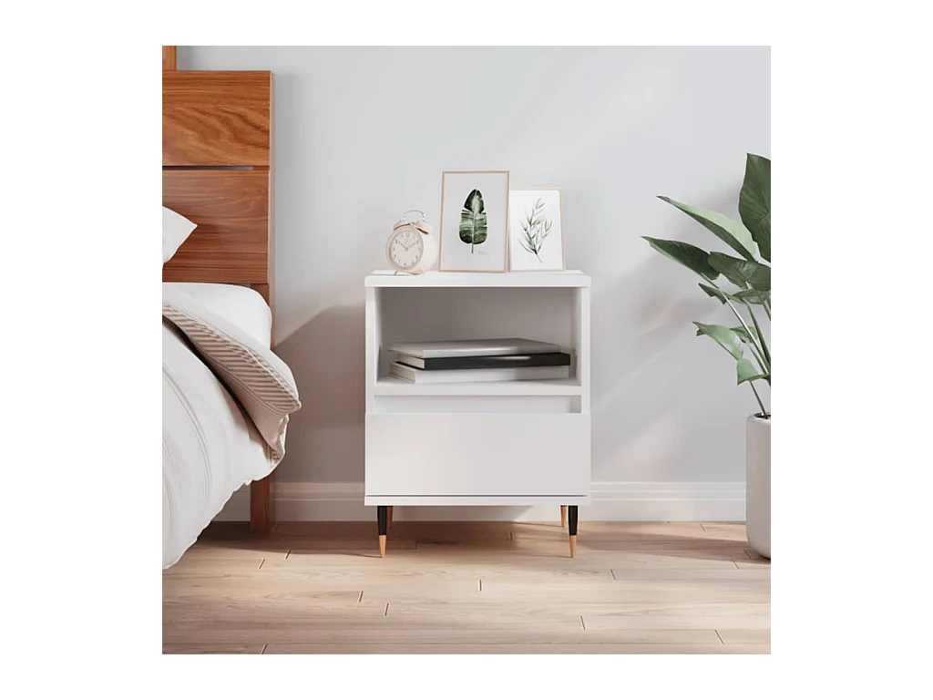 Blandon  Table de chevet Blanc 40x35x50 cm Bois d’ingénierie