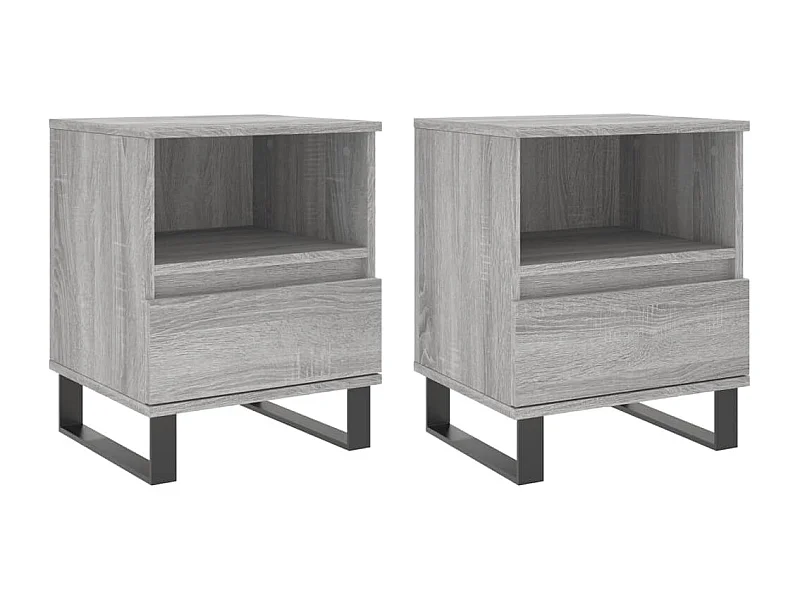 Pau  Mesita de noche 2 uds madera ingeniería gris Sonoma 40x35x50 cm
