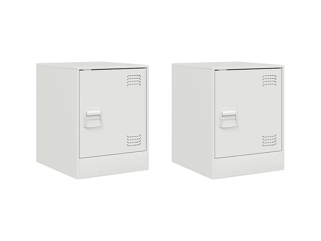 Dewy  Tables de chevet 2 pcs blanc 34,5x39x44 cm acier