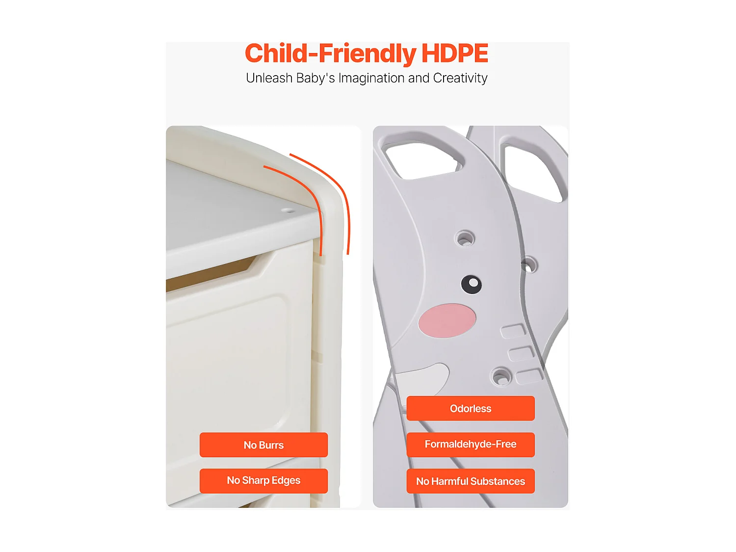 Mobile Contenitore per Giocattoli SucceBuy, a 4 Ripiani a Forma di Elefante, con 10 Contenitori Rimovibili in Plastica, per Sala Giochi, Asilo Nido, Grigio e Beige