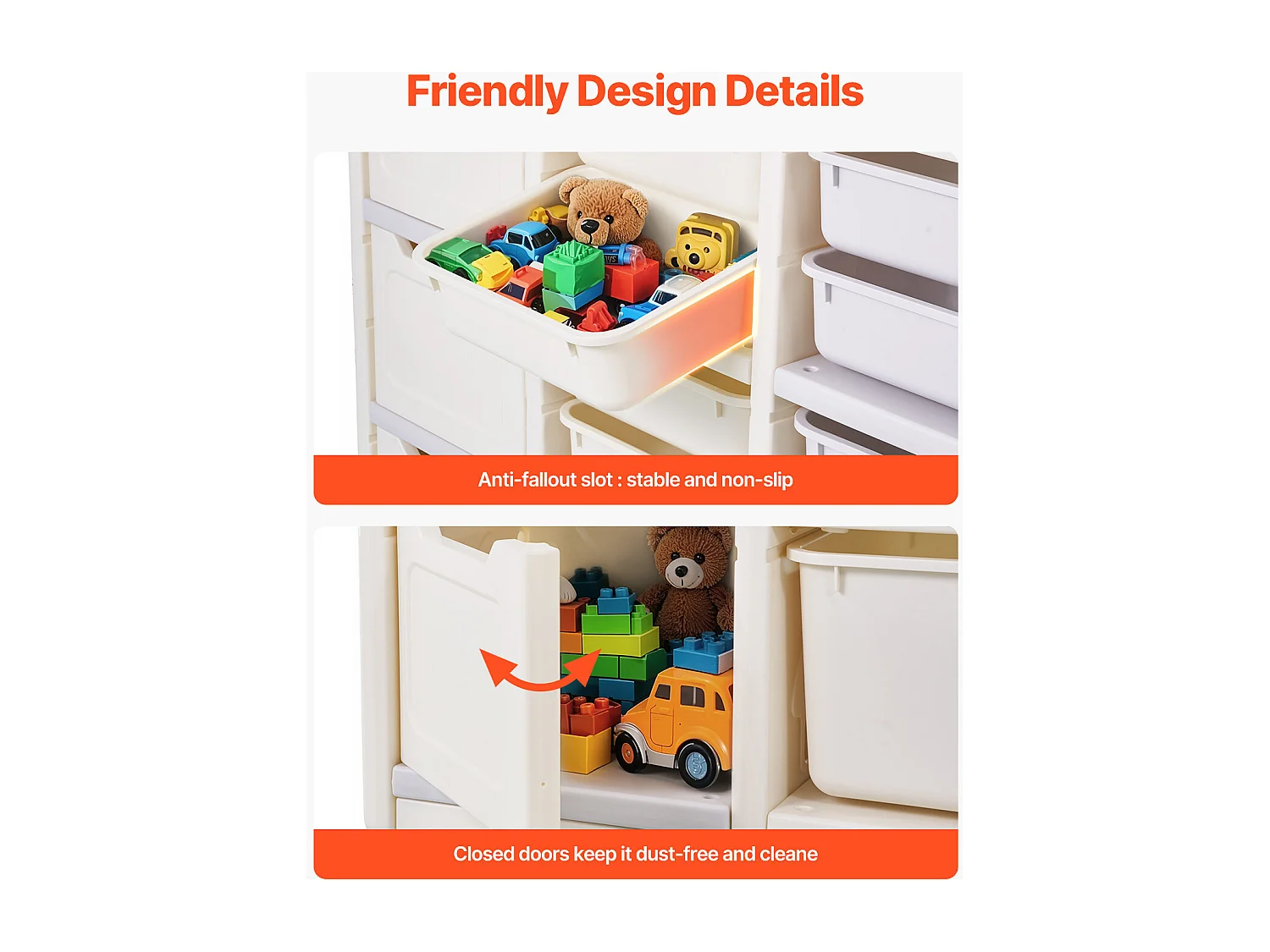 Mobile Contenitore per Giocattoli SucceBuy, a 4 Ripiani a Forma di Elefante, con 10 Contenitori Rimovibili in Plastica, per Sala Giochi, Asilo Nido, Grigio e Beige