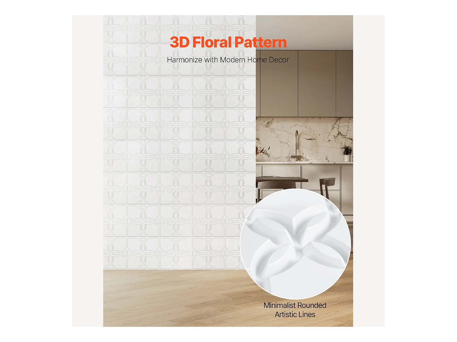 Panneaux Muraux 3D SucceBuy Lot de 33, 30 x 30 cm, PVC à Motif Floral, Blanc, Couverture de 3 m²