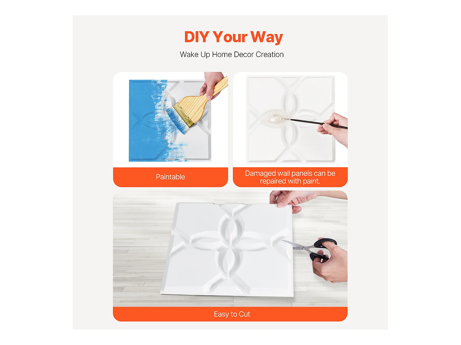 Panneaux Muraux 3D SucceBuy Lot de 33, 30 x 30 cm, PVC à Motif Floral, Blanc, Couverture de 3 m²