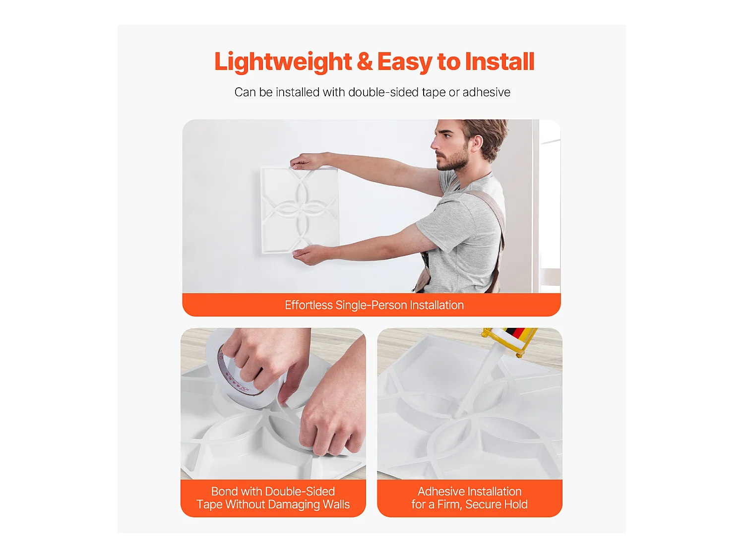 Panneaux Muraux 3D SucceBuy Lot de 33, 30 x 30 cm, PVC à Motif Floral, Blanc, Couverture de 3 m²