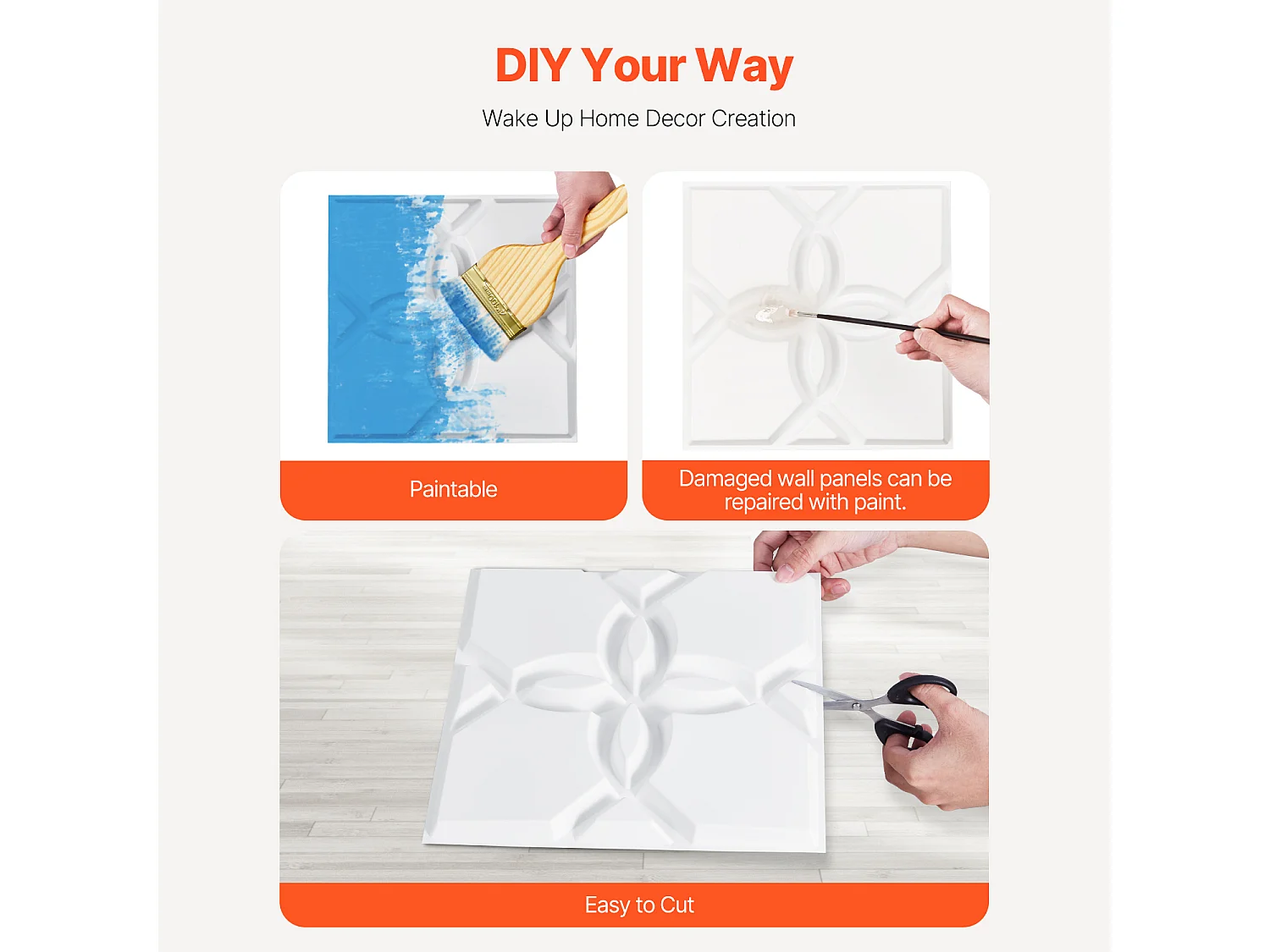Painéis de Parede 3D SucceBuy, Kit com 33, 30 x 30 cm, PVC com Motivo Floral, Branco, Cobertura de 3 m²