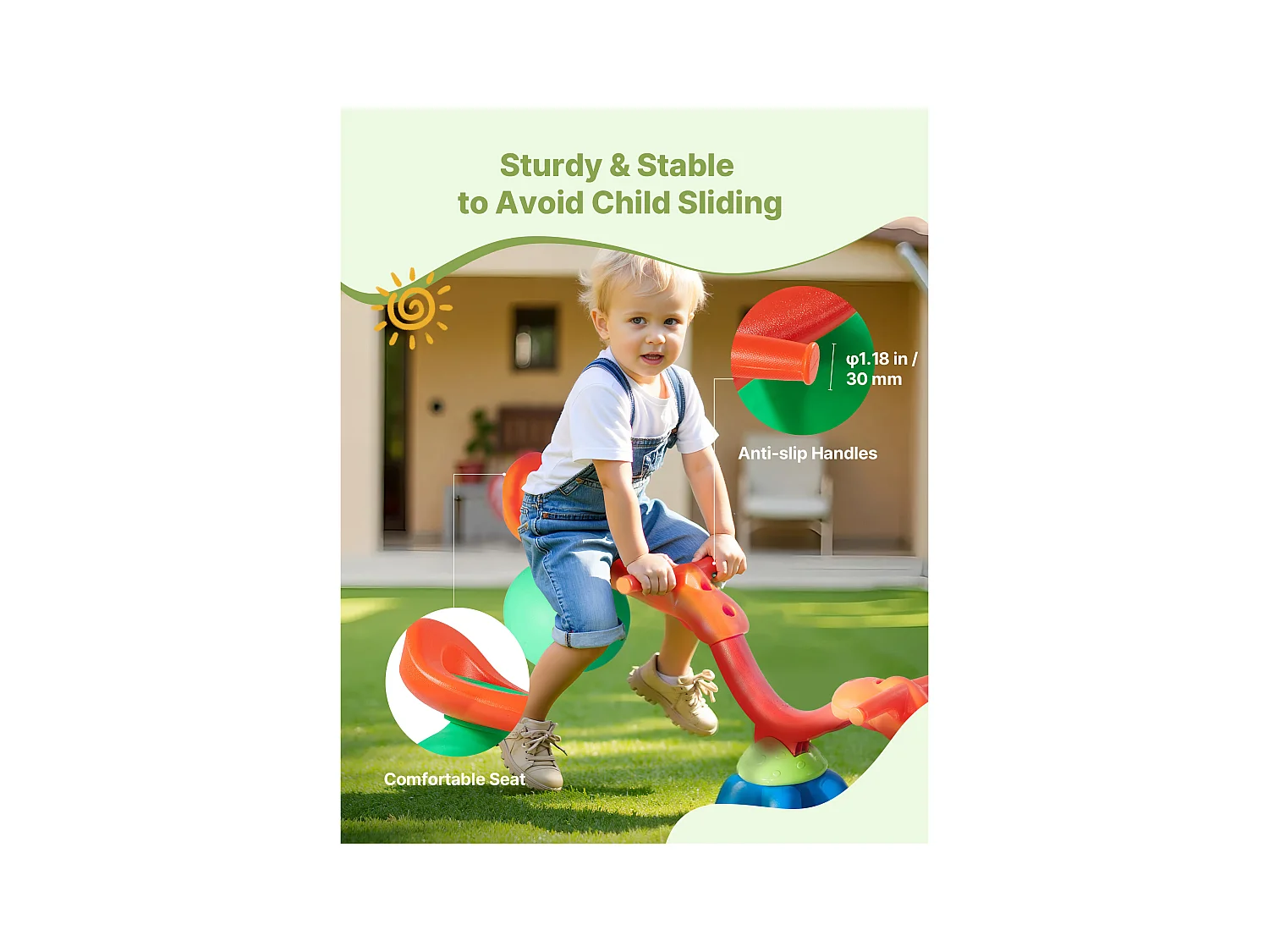 Huśtawka SucceBuy, Nośność 24,9 kg na Siedzisko, Sprzęt do Zabawy na Świeżym Powietrzu, dla 2 Dzieci w Wieku 3 Lat i Starszych