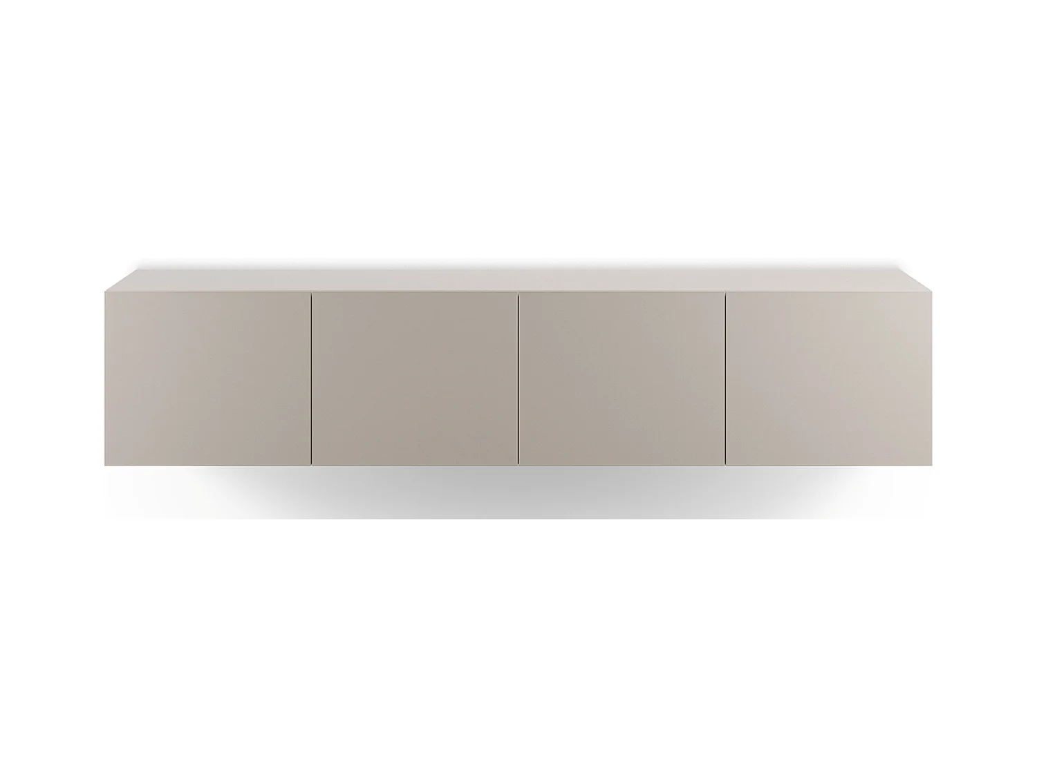 Meuble TV, Meuble de salon avec 4 portes aspect bois coloris crème - Longueur 180 x Profondeur 35 x Hauteur 38 cm
