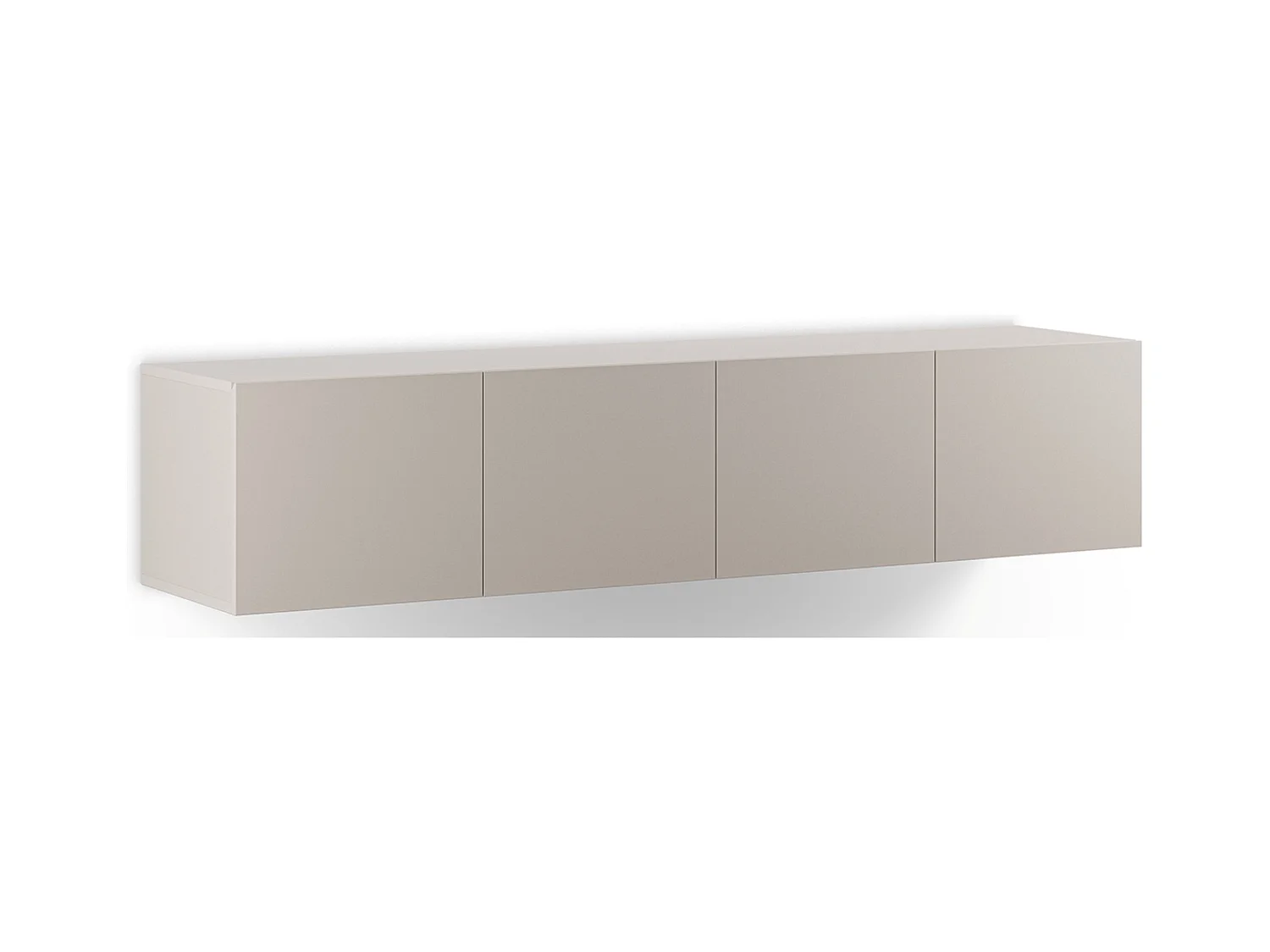 Meuble TV, Meuble de salon avec 4 portes aspect bois coloris crème - Longueur 180 x Profondeur 35 x Hauteur 38 cm