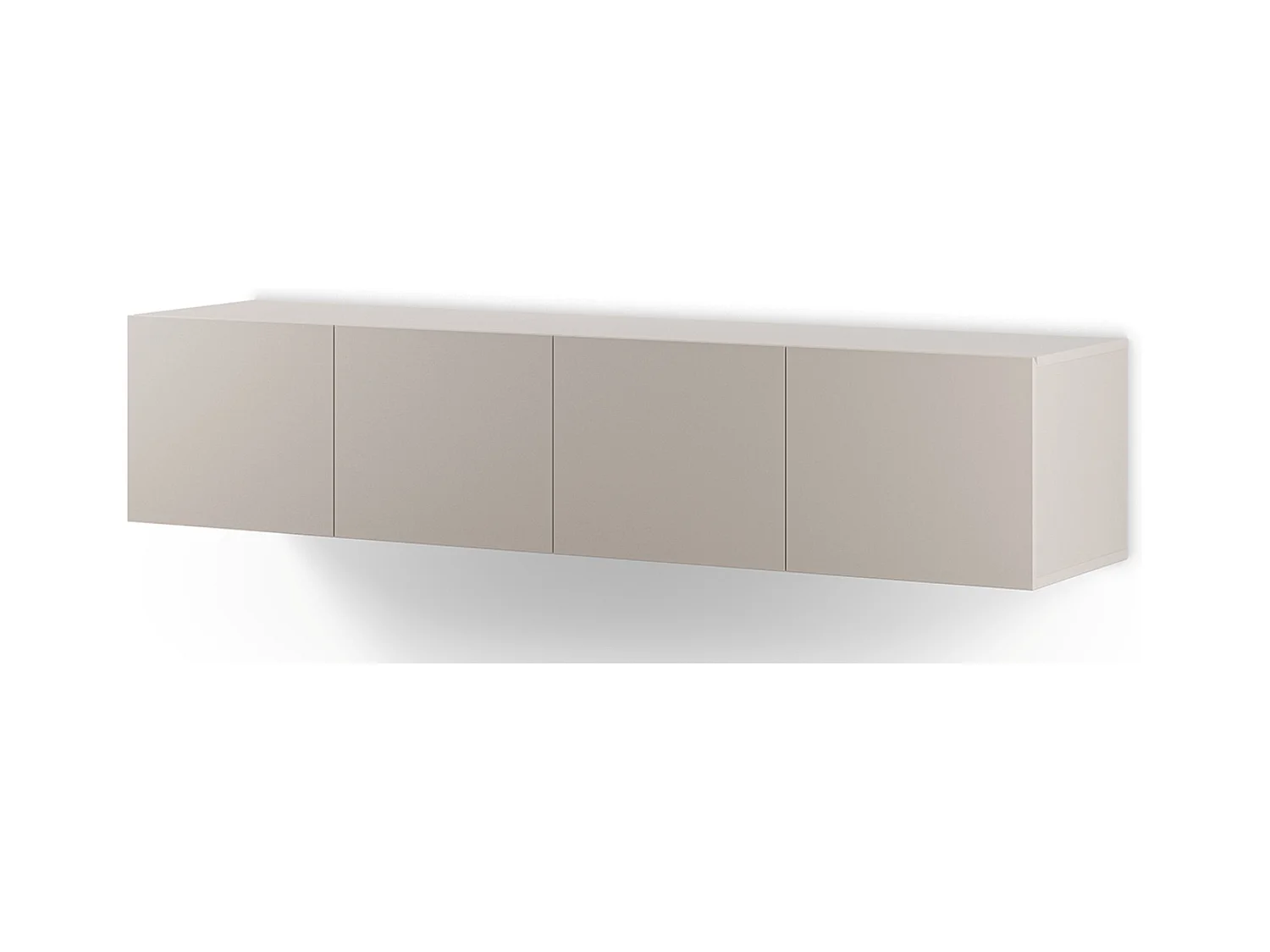 Meuble TV, Meuble de salon avec 4 portes aspect bois coloris crème - Longueur 180 x Profondeur 35 x Hauteur 38 cm