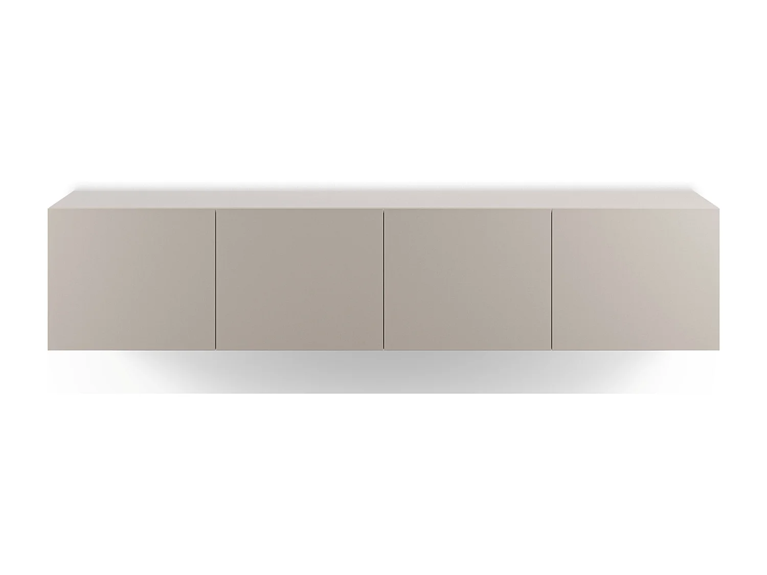 Meuble TV, Meuble de salon avec 4 portes aspect bois coloris crème - Longueur 180 x Profondeur 35 x Hauteur 38 cm