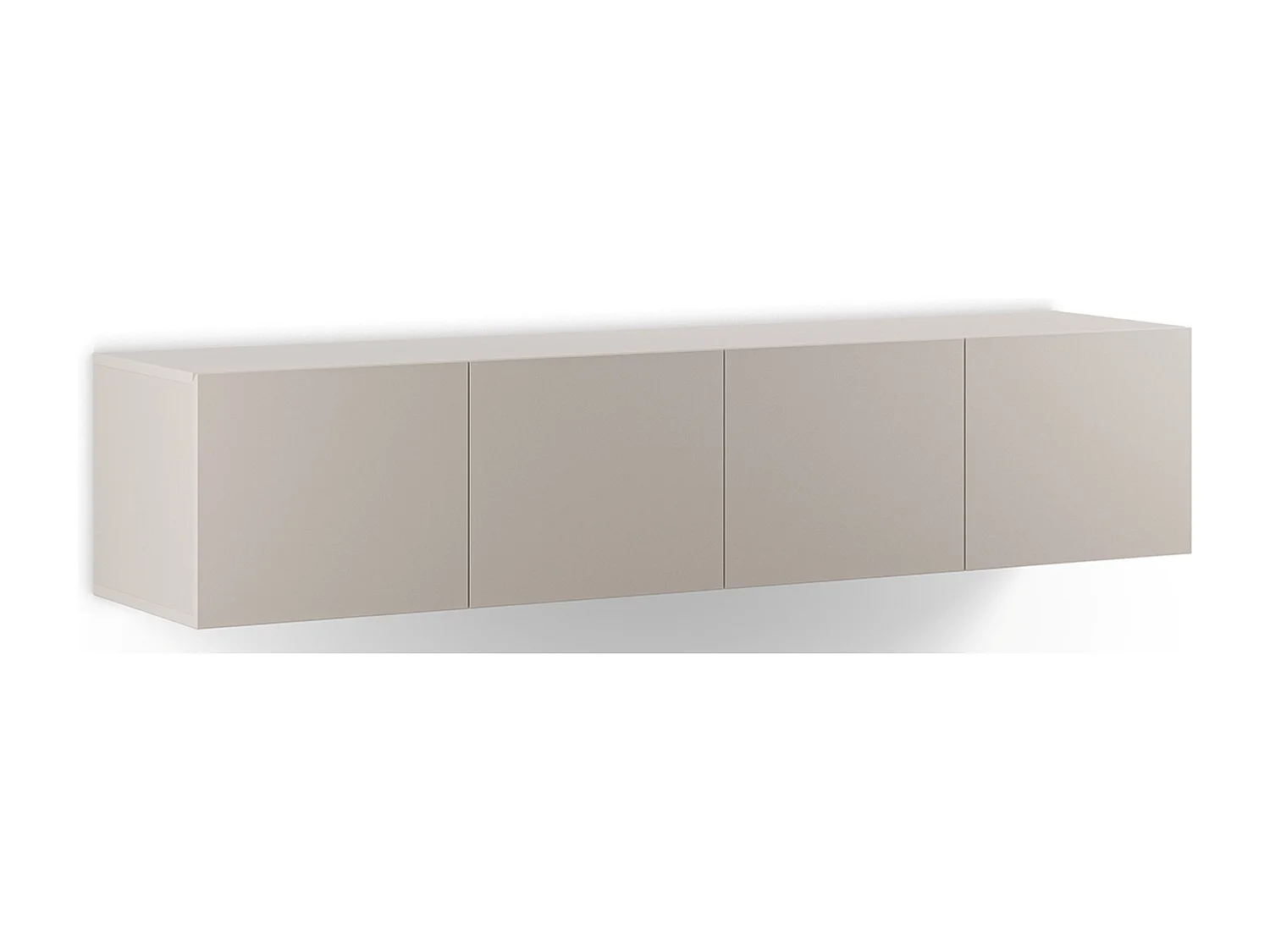 Meuble TV, Meuble de salon avec 4 portes aspect bois coloris crème - Longueur 180 x Profondeur 35 x Hauteur 38 cm